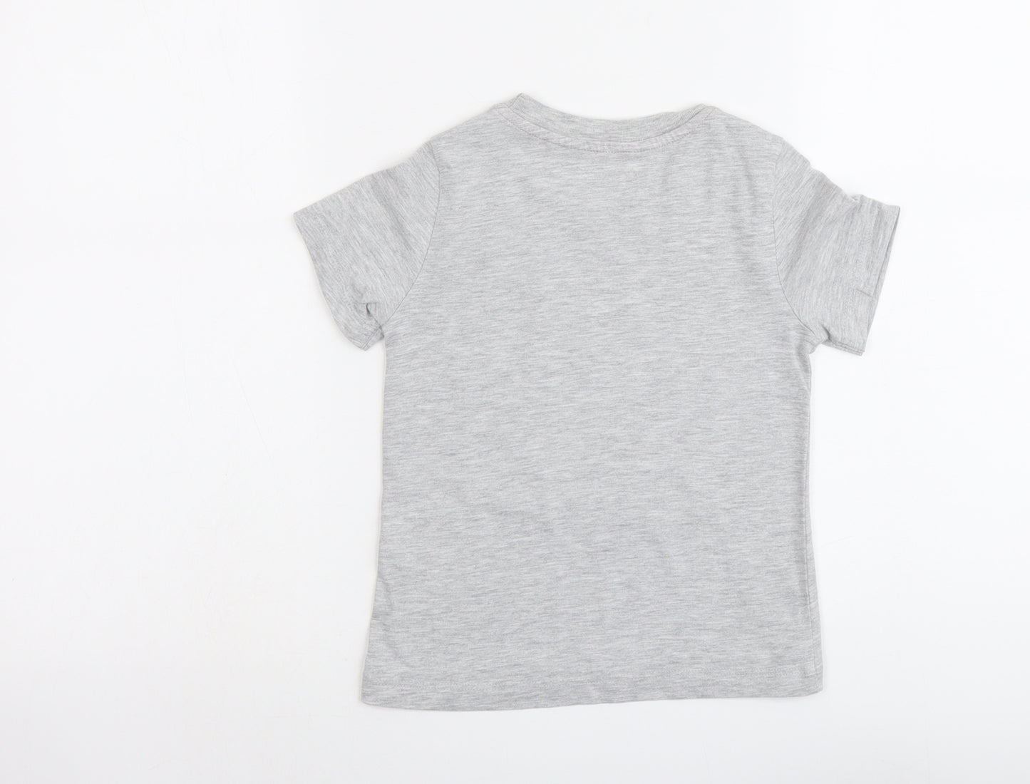 H&M Boys Grey Cotton Pullover T-Shirt Size 4-5 Years Crew Neck Pullover - Football