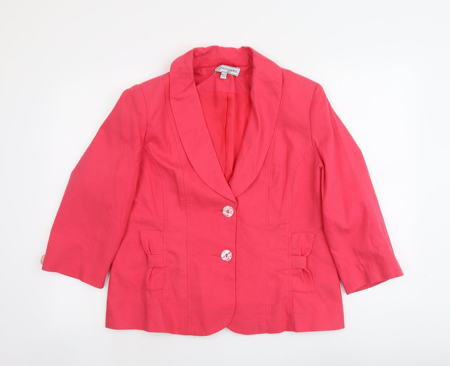Nightingales Womens Pink Cotton Jacket Blazer Size 16
