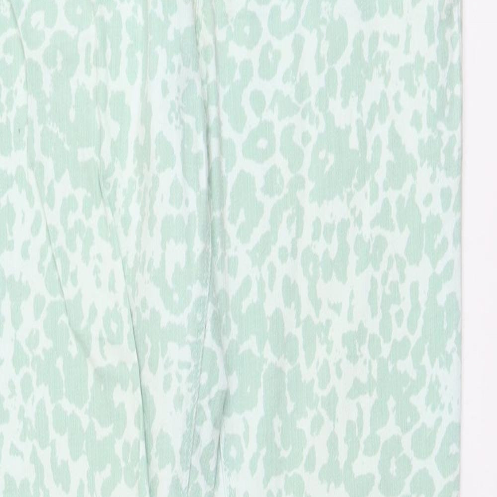 ORSAY Womens Green Animal Print Cotton Straight Jeans Size 6 L30 in Regular Button - Leopard Pattern