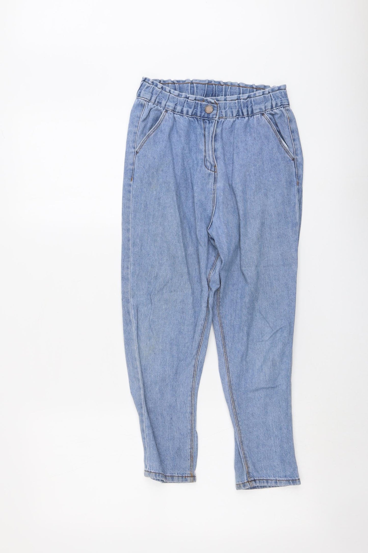 NEXT Girls Blue Cotton Tapered Jeans Size 10 Years Regular Snap
