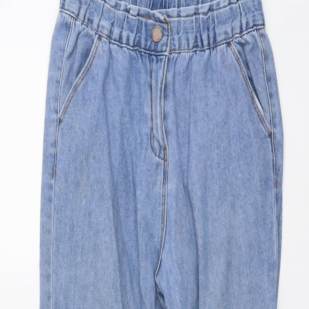 NEXT Girls Blue Cotton Tapered Jeans Size 10 Years Regular Snap