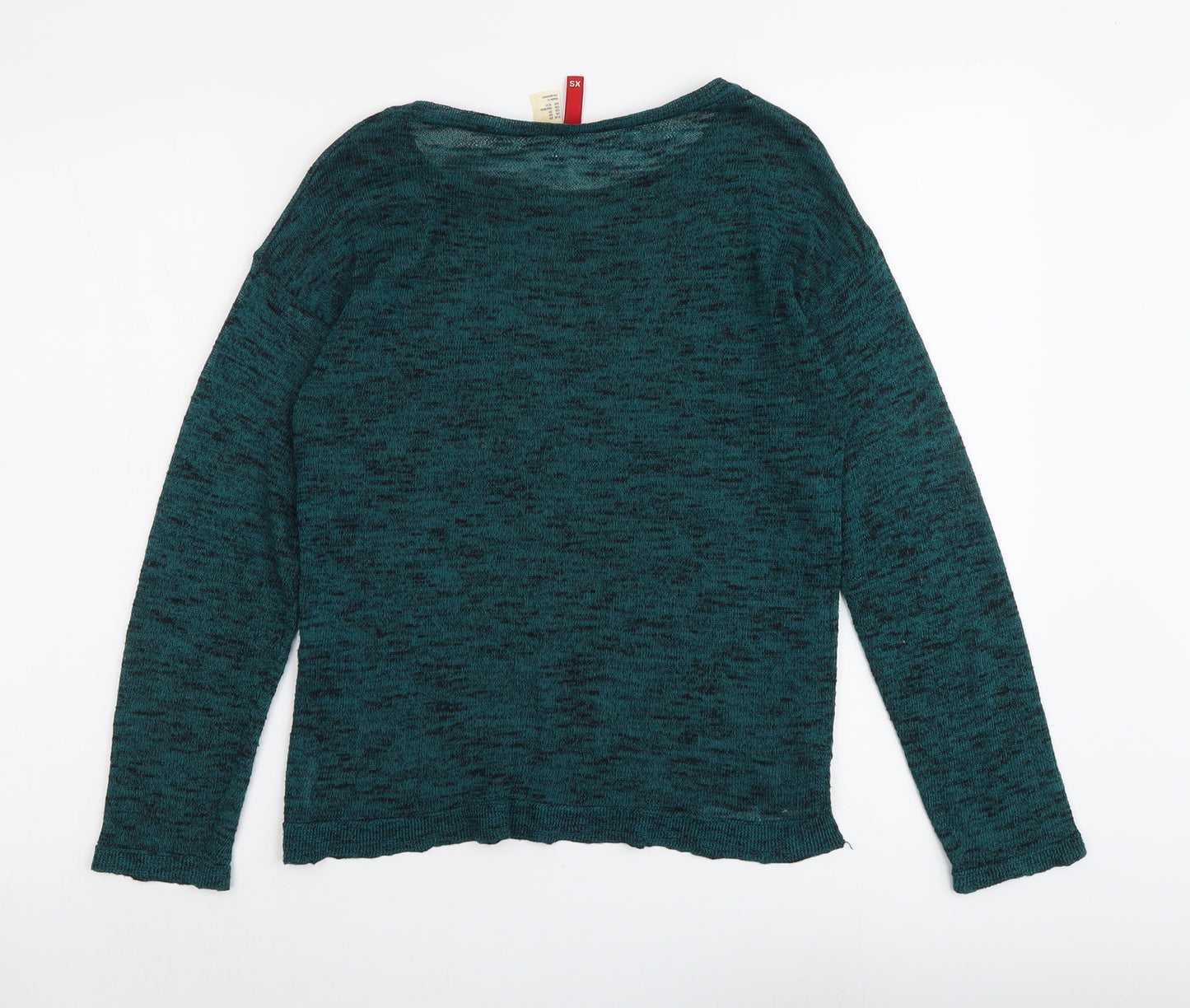 H&M Womens Green Boat Neck Polyester Pullover Jumper Size XS