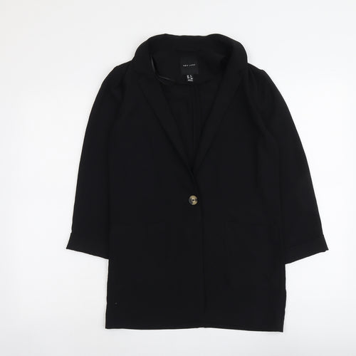 New Look Womens Black Herringbone Jacket Size 6 Button