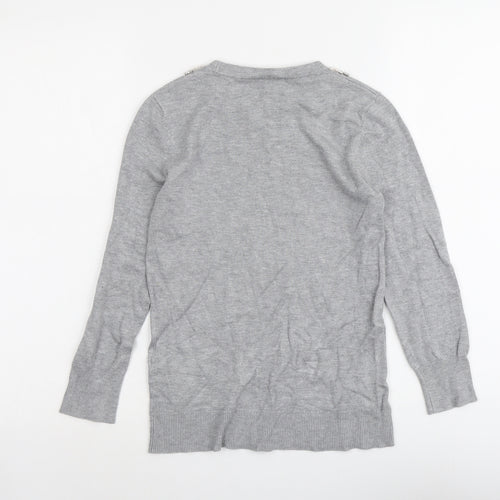 Warehouse Womens Grey Round Neck Viscose Pullover Jumper Size 6
