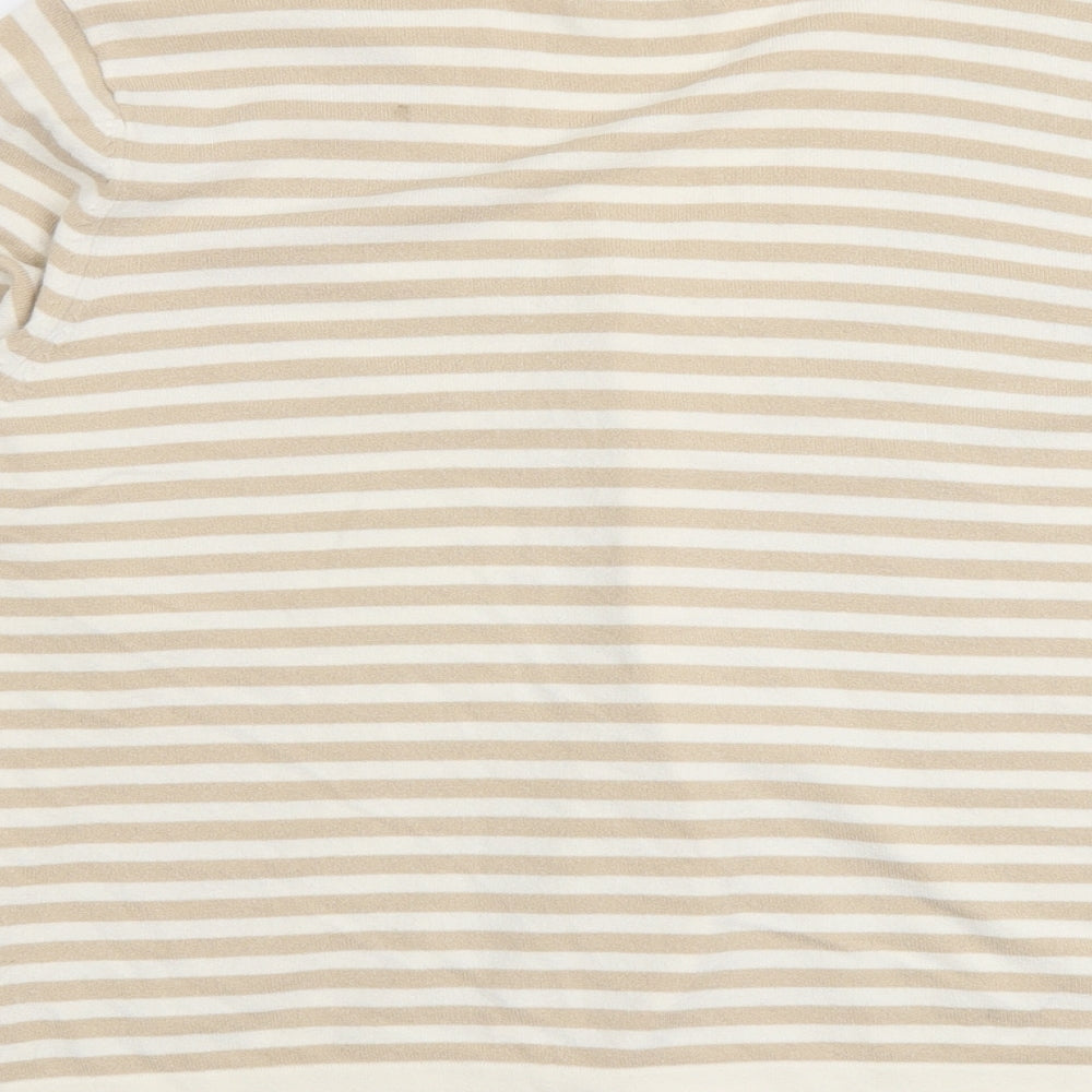 Marks and Spencer Womens Beige V-Neck Striped Viscose Cardigan Jumper Size 22