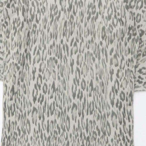 ASOS Womens Beige Animal Print Acrylic A-Line Size 14 Boat Neck Pullover - Leopard Pattern