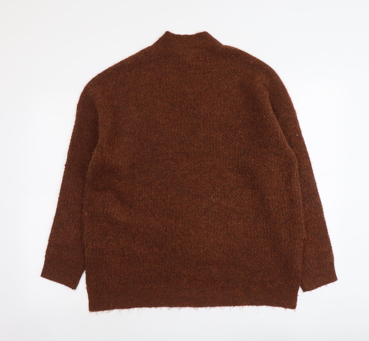 New Look Womens Brown Mock Neck Acrylic Pullover Jumper Size M