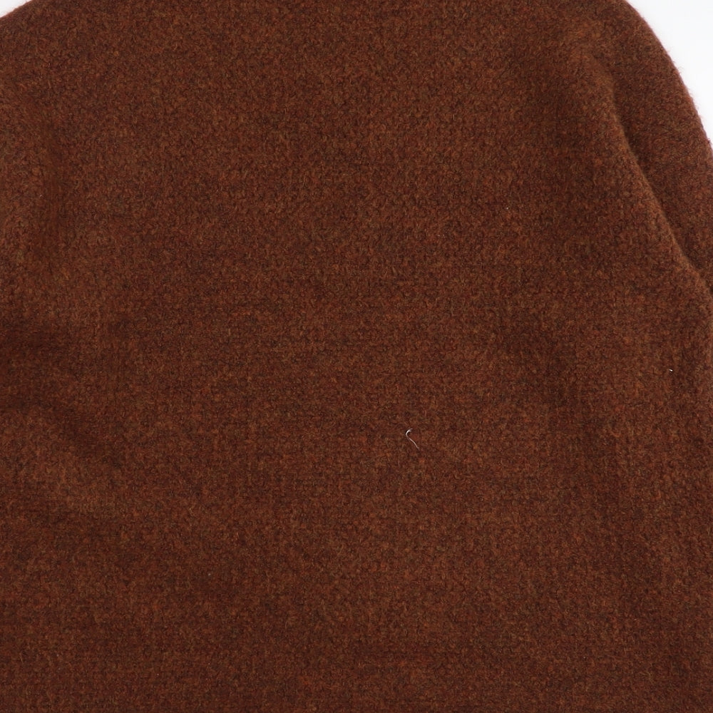 New Look Womens Brown Mock Neck Acrylic Pullover Jumper Size M