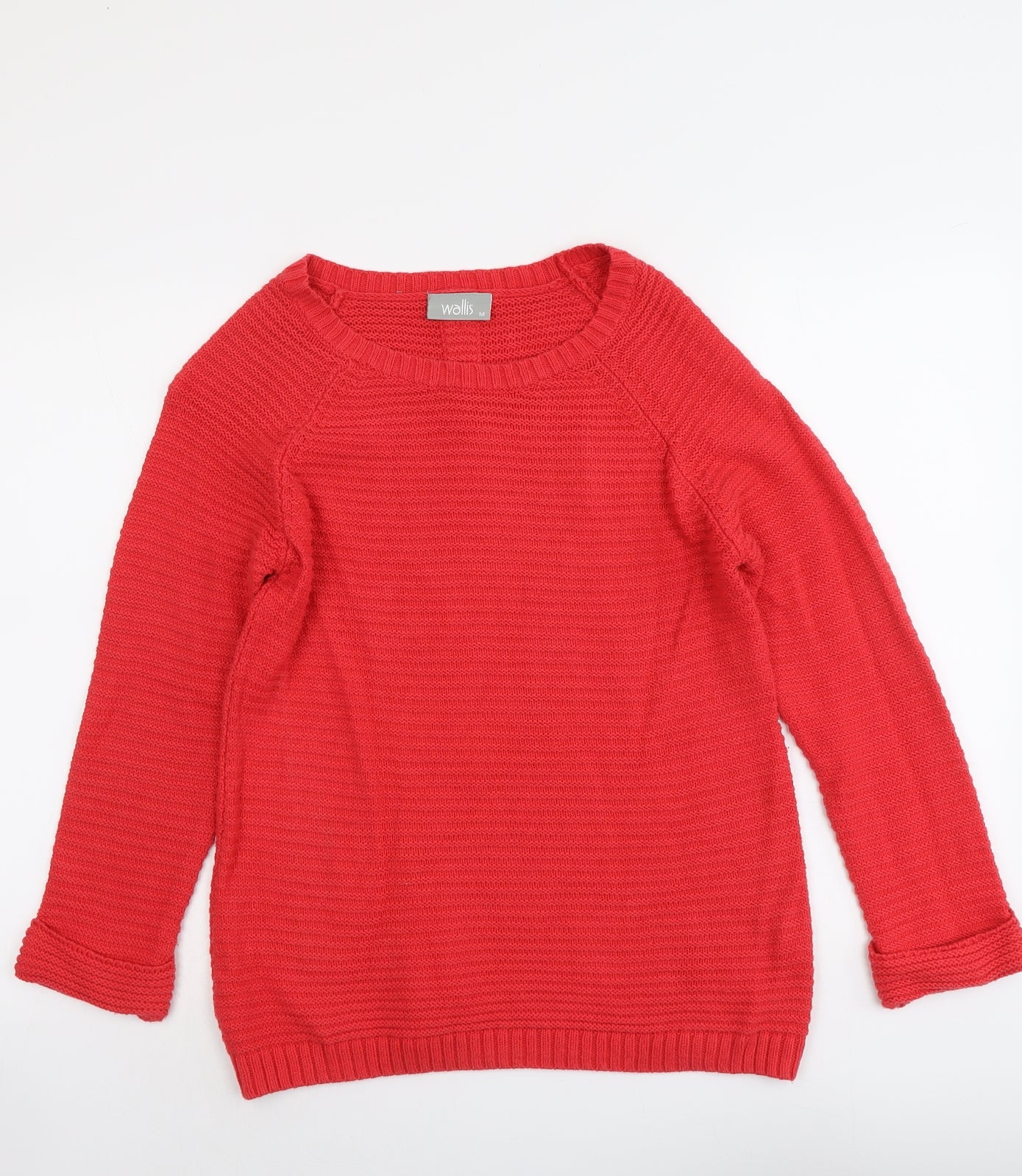 Wallis Womens Red Round Neck Acrylic Pullover Jumper Size M