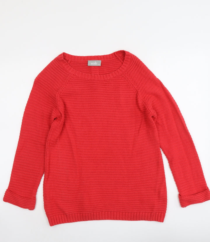 Wallis Womens Red Round Neck Acrylic Pullover Jumper Size M