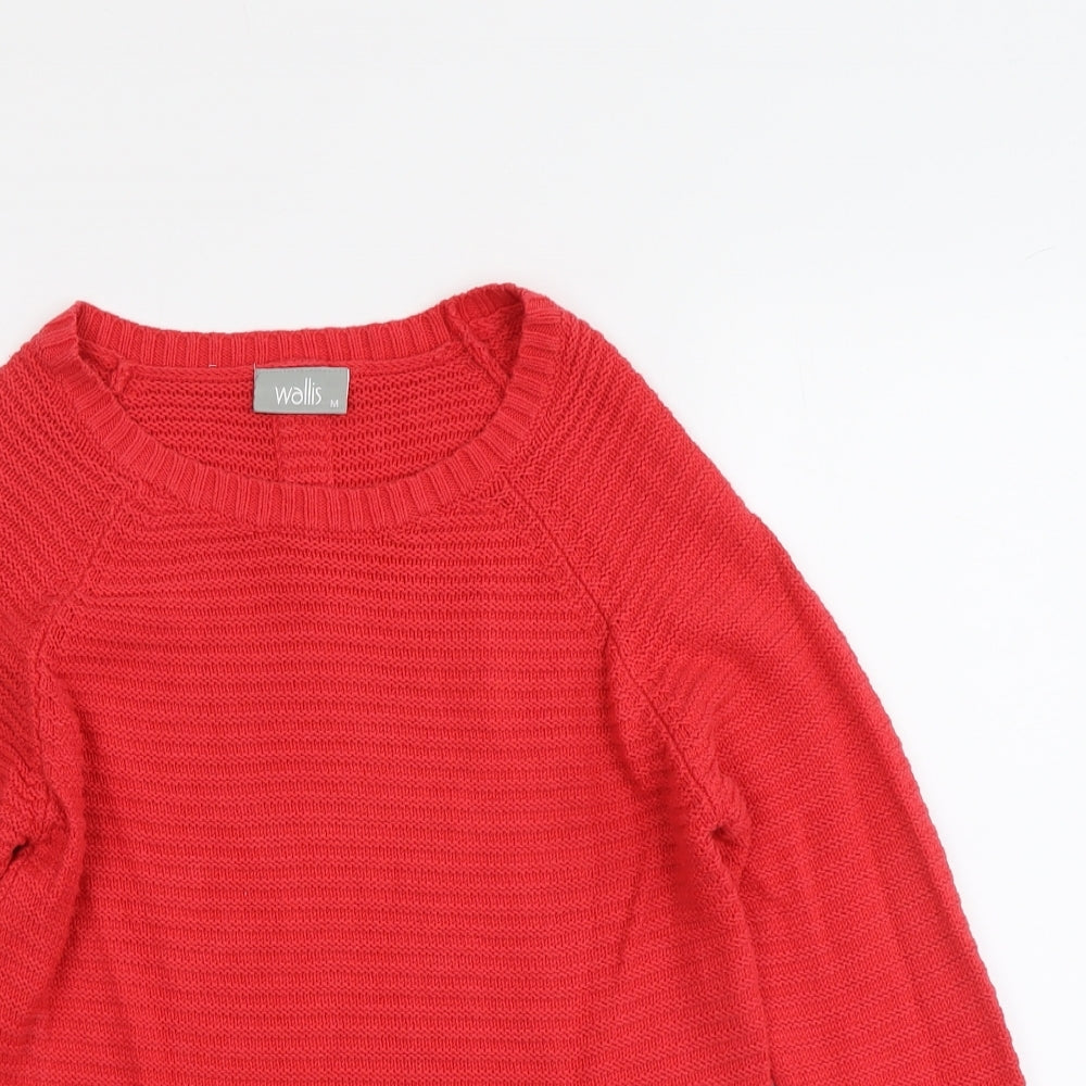 Wallis Womens Red Round Neck Acrylic Pullover Jumper Size M