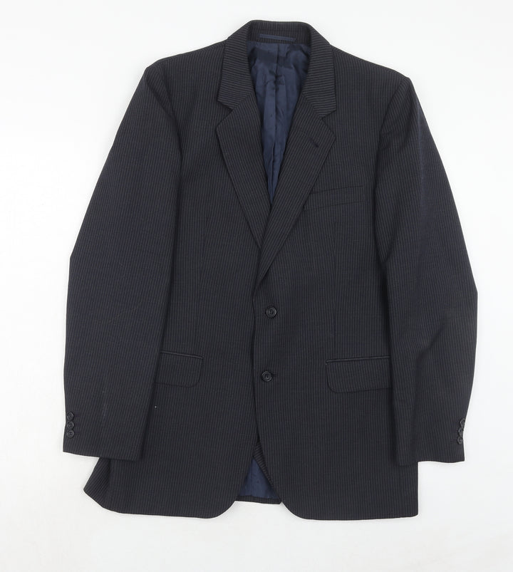 Debenhams Mens Blue Striped Polyester Jacket Suit Jacket Size 40 Regular