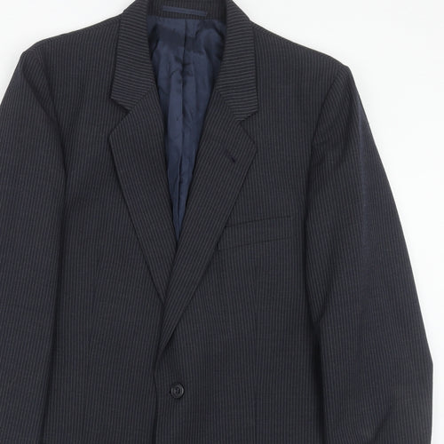 Debenhams Mens Blue Striped Polyester Jacket Suit Jacket Size 40 Regular