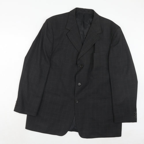 Zantos Mens Grey Check Polyester Jacket Suit Jacket Size 46 Regular