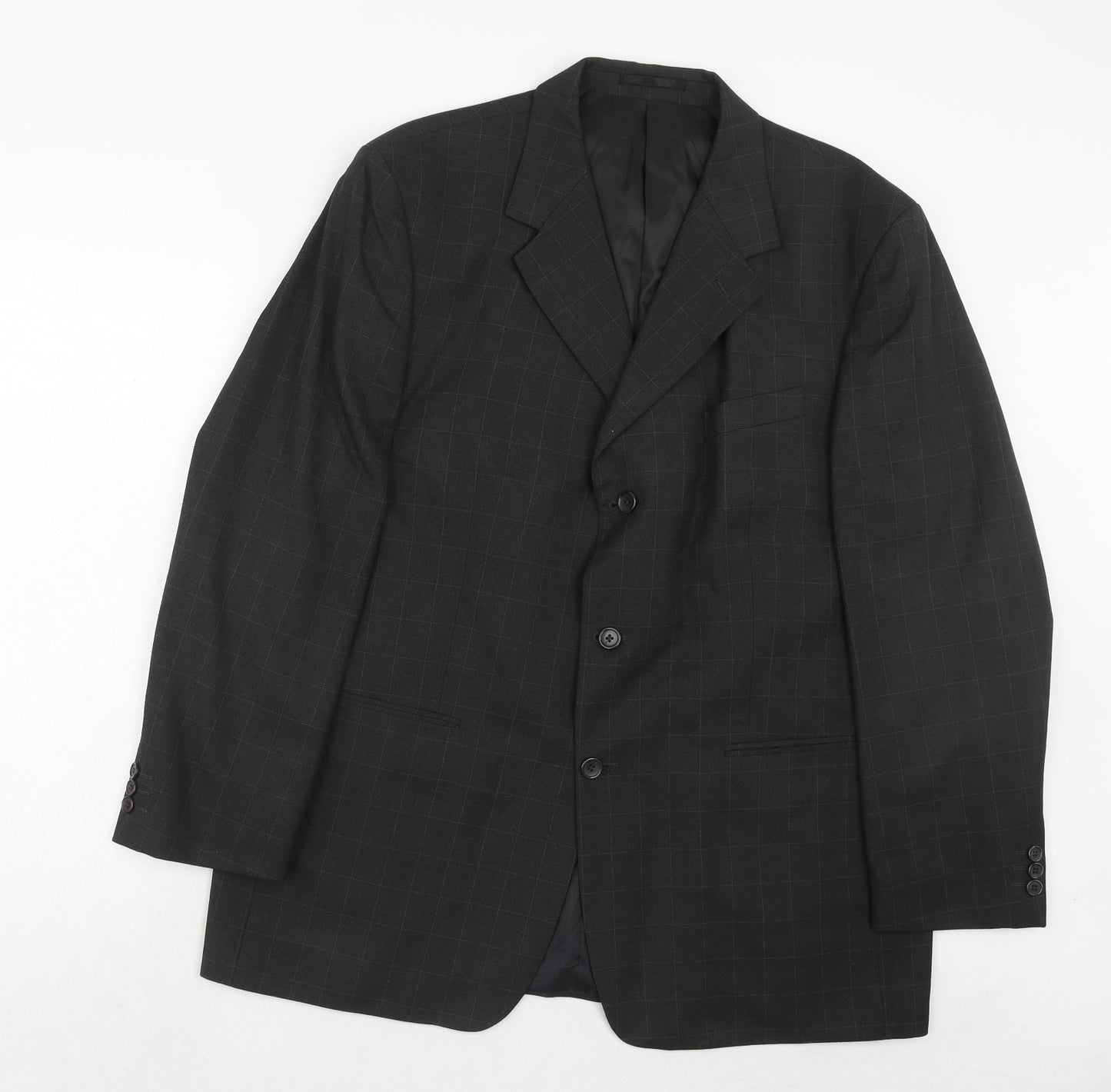 Zantos Mens Grey Check Polyester Jacket Suit Jacket Size 46 Regular