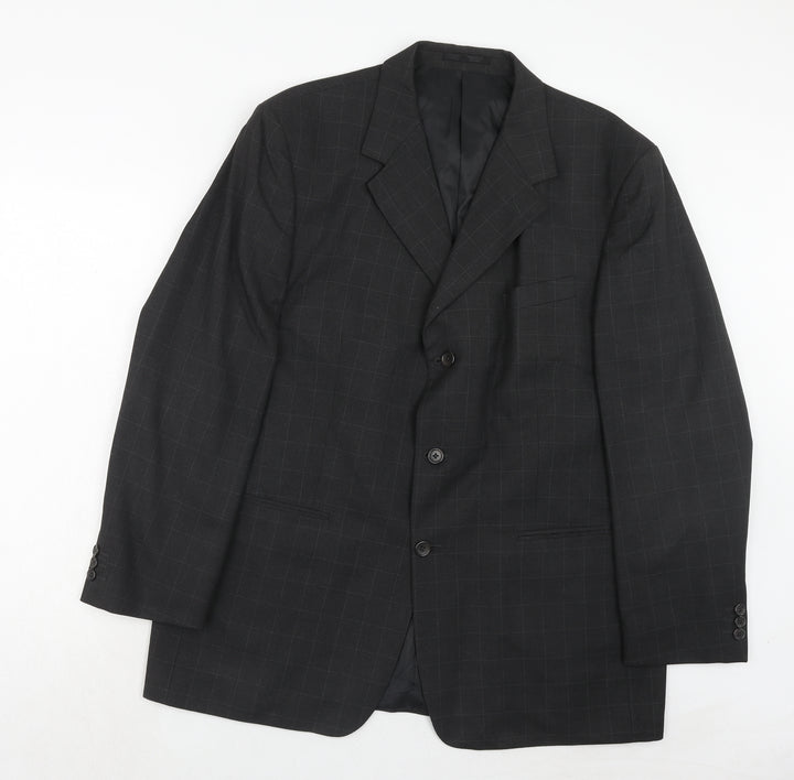 Zantos Mens Grey Check Polyester Jacket Suit Jacket Size 46 Regular