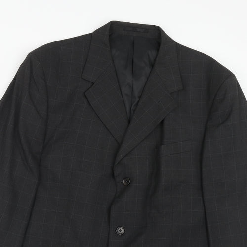 Zantos Mens Grey Check Polyester Jacket Suit Jacket Size 46 Regular