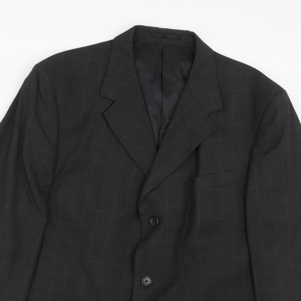 Zantos Mens Grey Check Polyester Jacket Suit Jacket Size 46 Regular