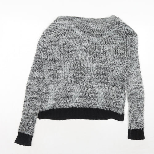 Katsumi Womens Grey Round Neck Geometric Acrylic Pullover Jumper Size S