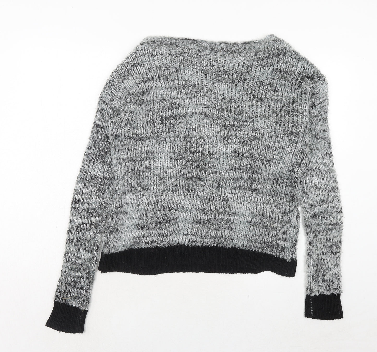 Katsumi Womens Grey Round Neck Geometric Acrylic Pullover Jumper Size S