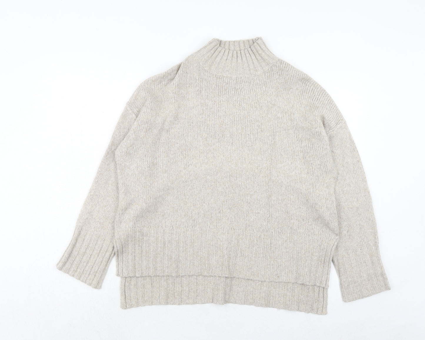 New Look Womens Brown Mock Neck Nylon Pullover Jumper Size M