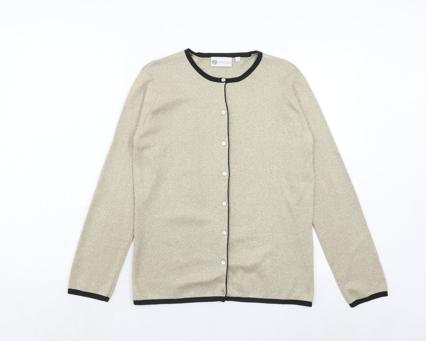 Janique Womens Gold V-Neck Viscose Cardigan Jumper Size S