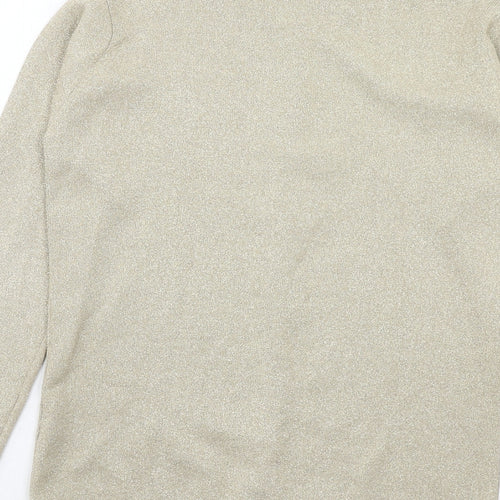 Janique Womens Gold V-Neck Viscose Cardigan Jumper Size S