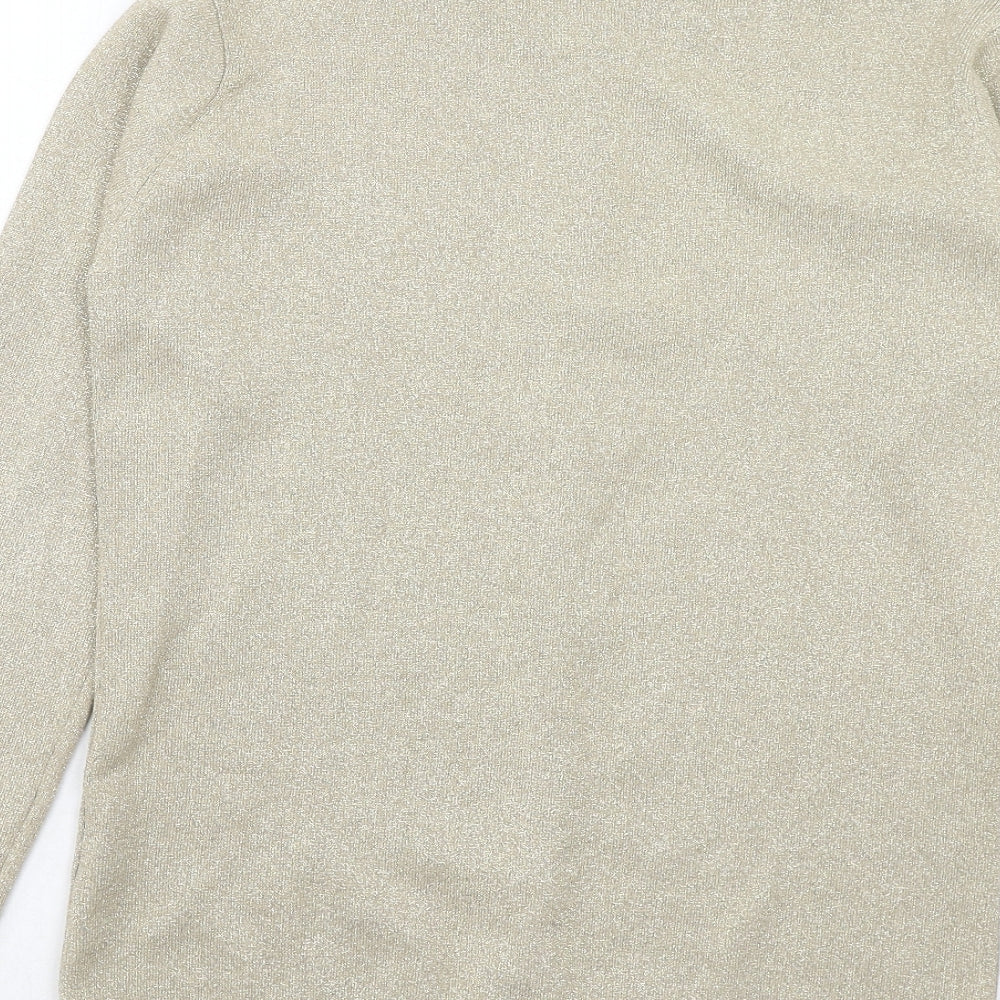 Janique Womens Gold V-Neck Viscose Cardigan Jumper Size S
