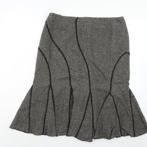 Mandolin Womens Grey Herringbone Acrylic Trumpet Skirt Size 16 Zip