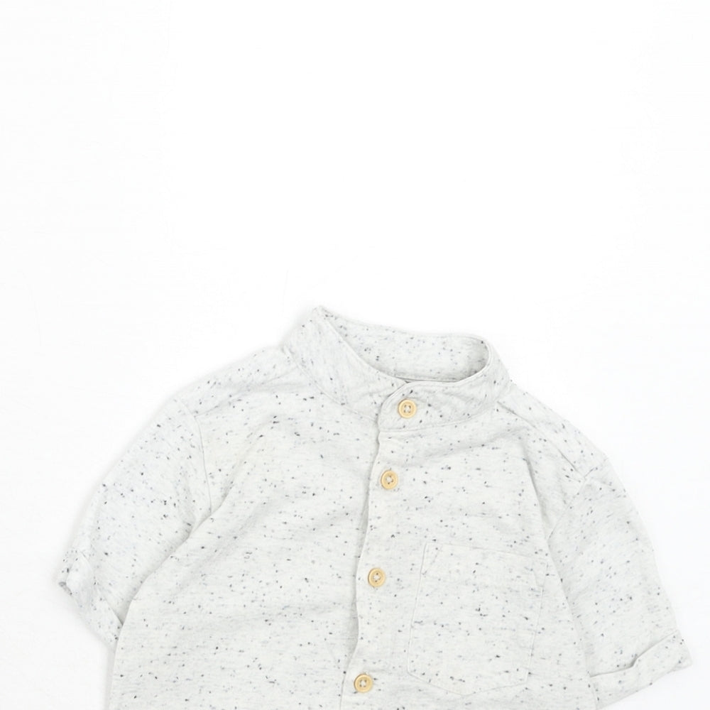 NEXT Boys Grey Polyester Basic Button-Up Size 2 Years Mock Neck Button