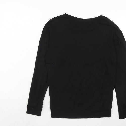 H&M Womens Black Cotton Pullover Sweatshirt Size XS Pullover - Christmas Mistletoe