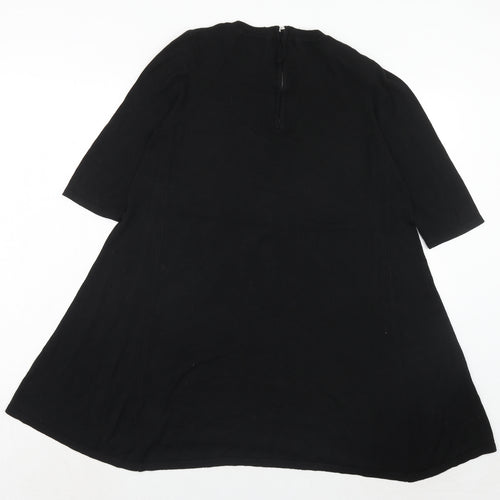Wallis Womens Black Viscose Trapeze & Swing Size S Round Neck Zip