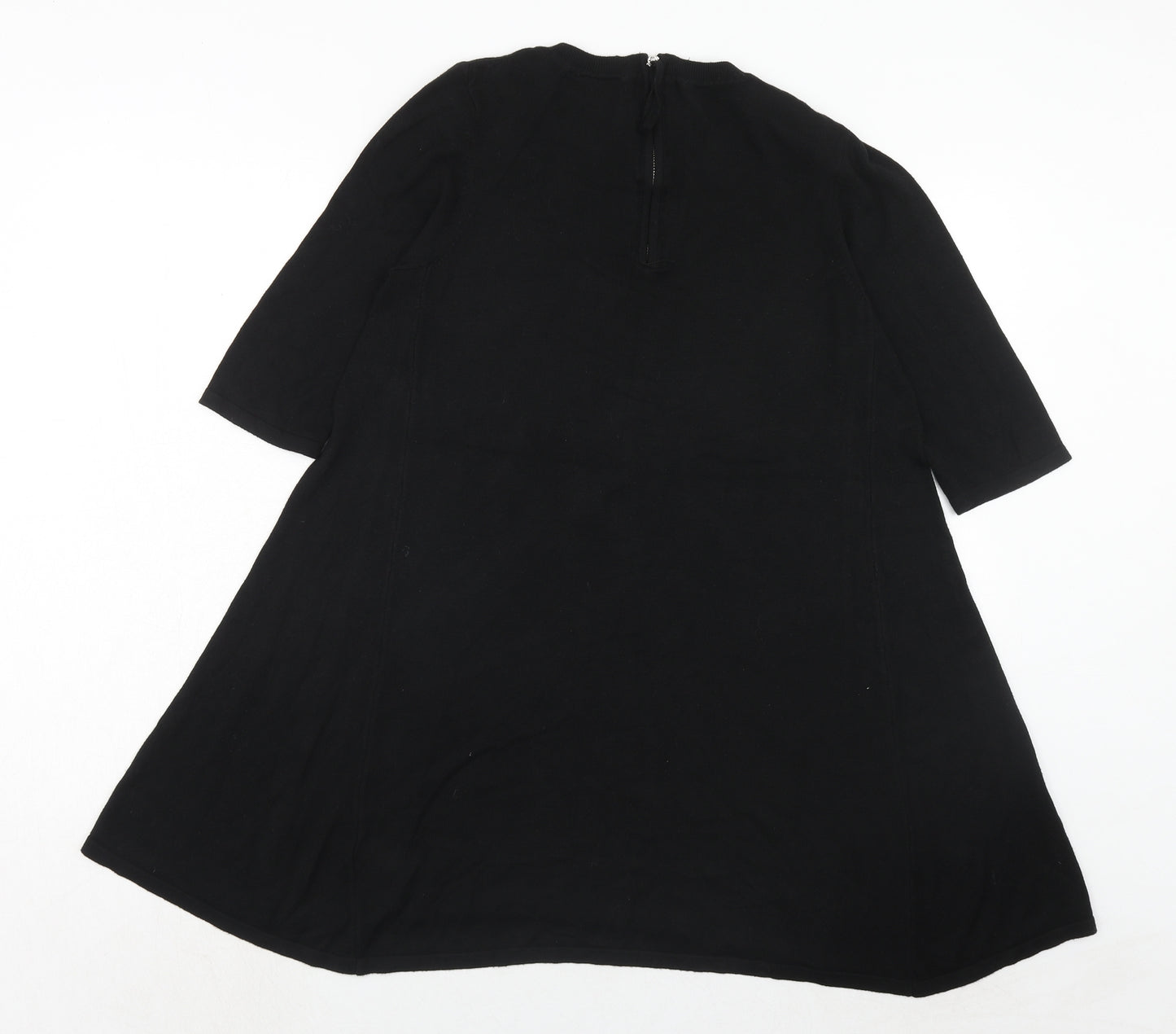 Wallis Womens Black Viscose Trapeze & Swing Size S Round Neck Zip
