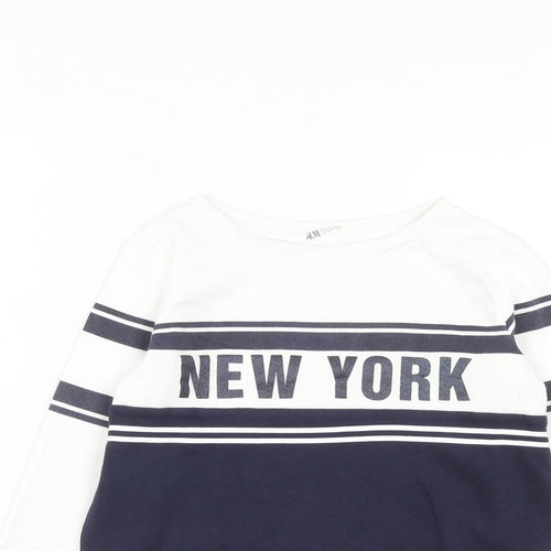 H&M Girls White Cotton Pullover Sweatshirt Size 11-12 Years Pullover - New York