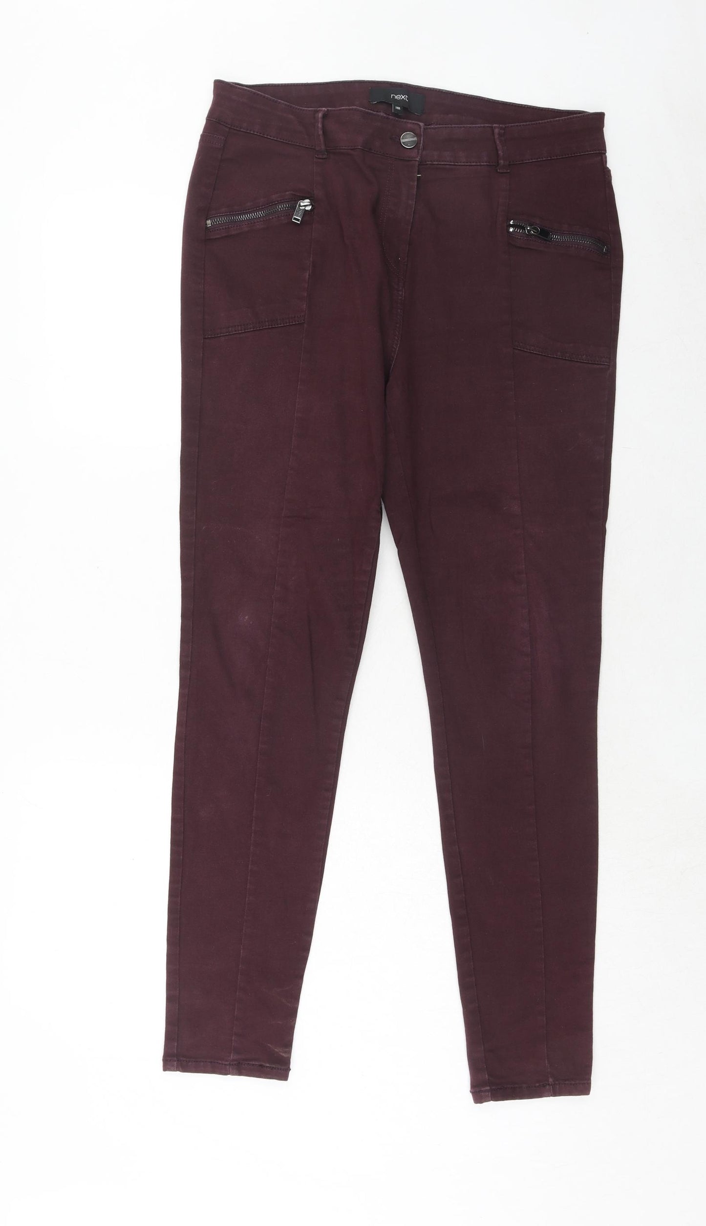 NEXT Womens Purple Cotton Skinny Jeans Size 14 Regular Zip