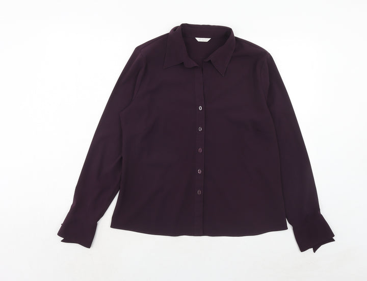 Berkertex Womens Purple Polyester Basic Button-Up Size 16 Collared