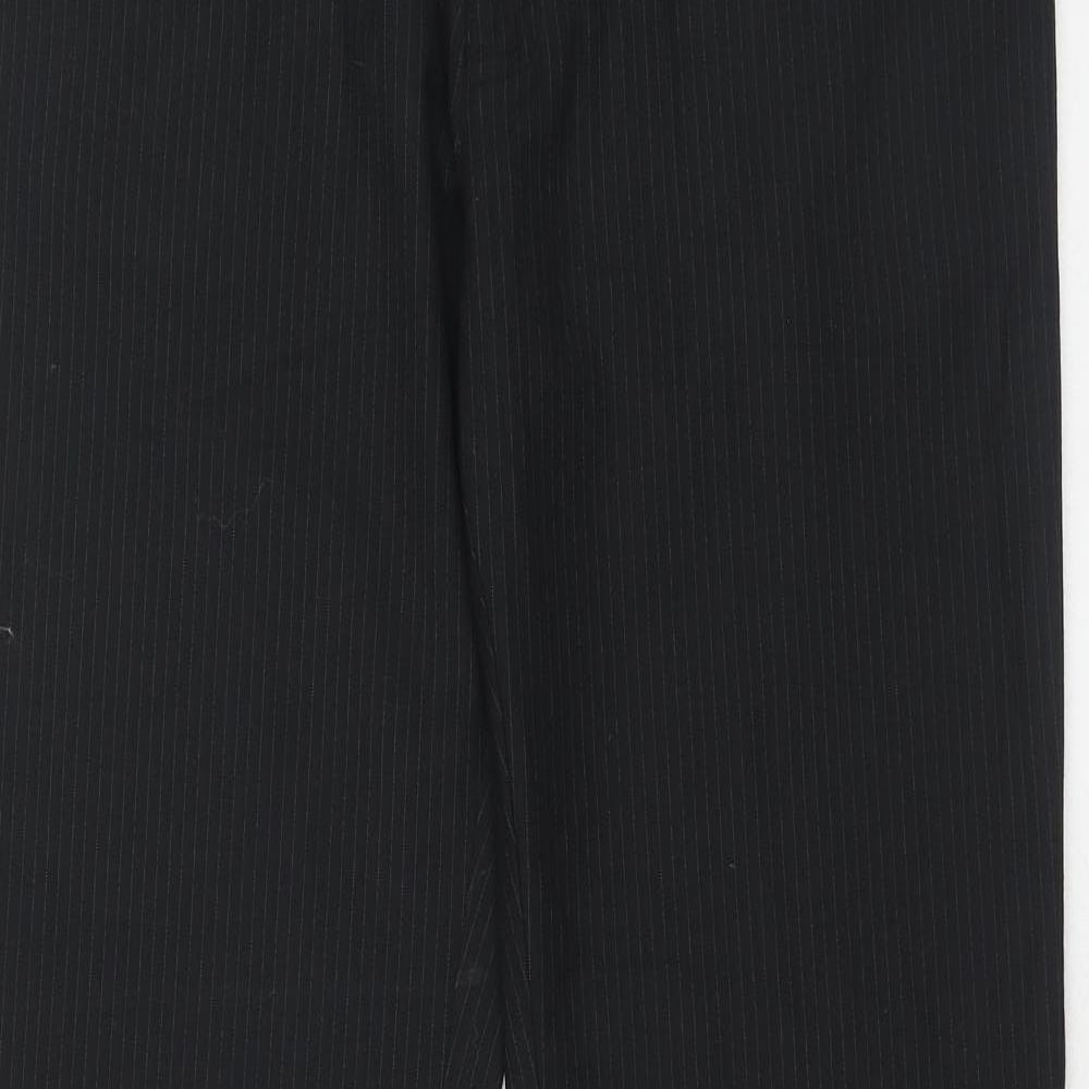 NEXT Mens Black Striped Polyester Dress Pants Trousers Size 34 in Regular Hook & Eye