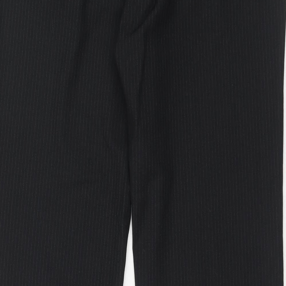 NEXT Mens Black Striped Polyester Dress Pants Trousers Size 34 in Regular Hook & Eye