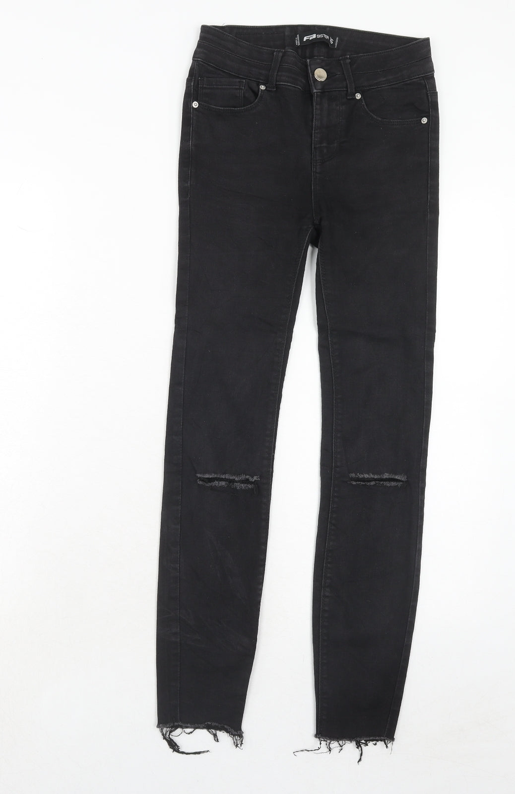 FB Sister Womens Black Cotton Straight Jeans Size XS Regular Zip