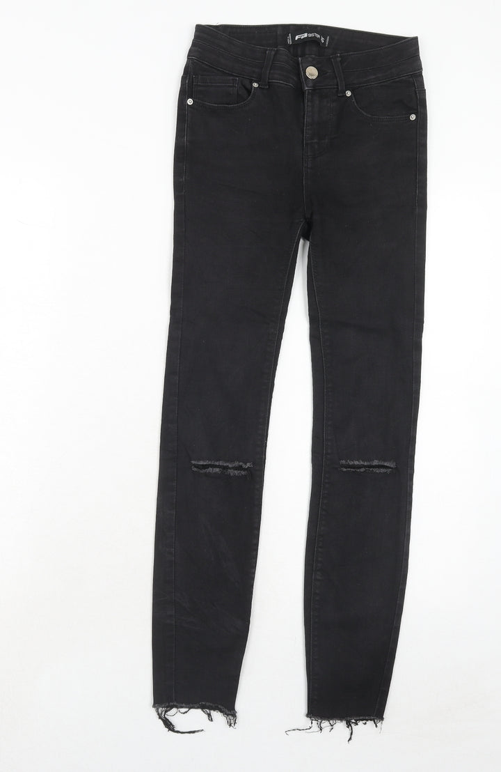 FB Sister Womens Black Cotton Straight Jeans Size XS Regular Zip