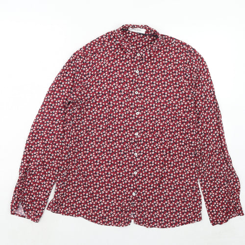 Gerry Weber Womens Red Floral Viscose Basic Button-Up Size 10 Collared