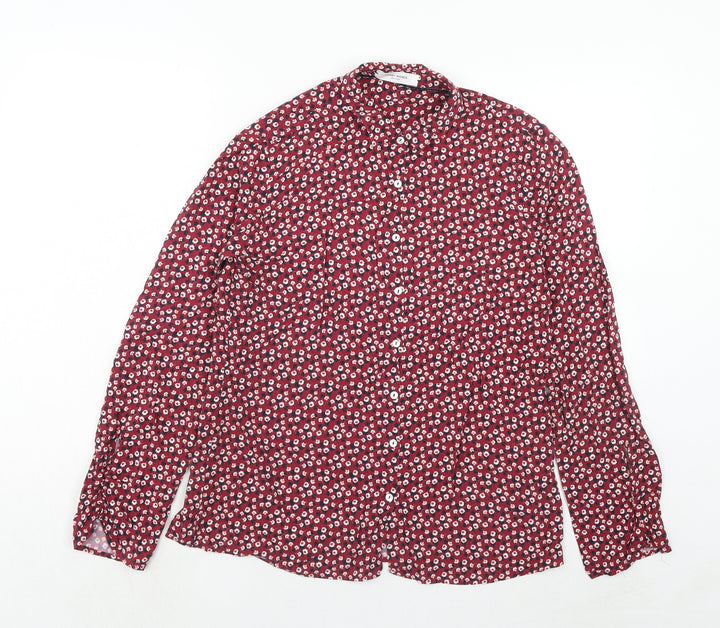 Gerry Weber Womens Red Floral Viscose Basic Button-Up Size 10 Collared