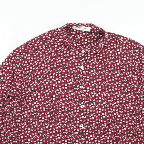 Gerry Weber Womens Red Floral Viscose Basic Button-Up Size 10 Collared