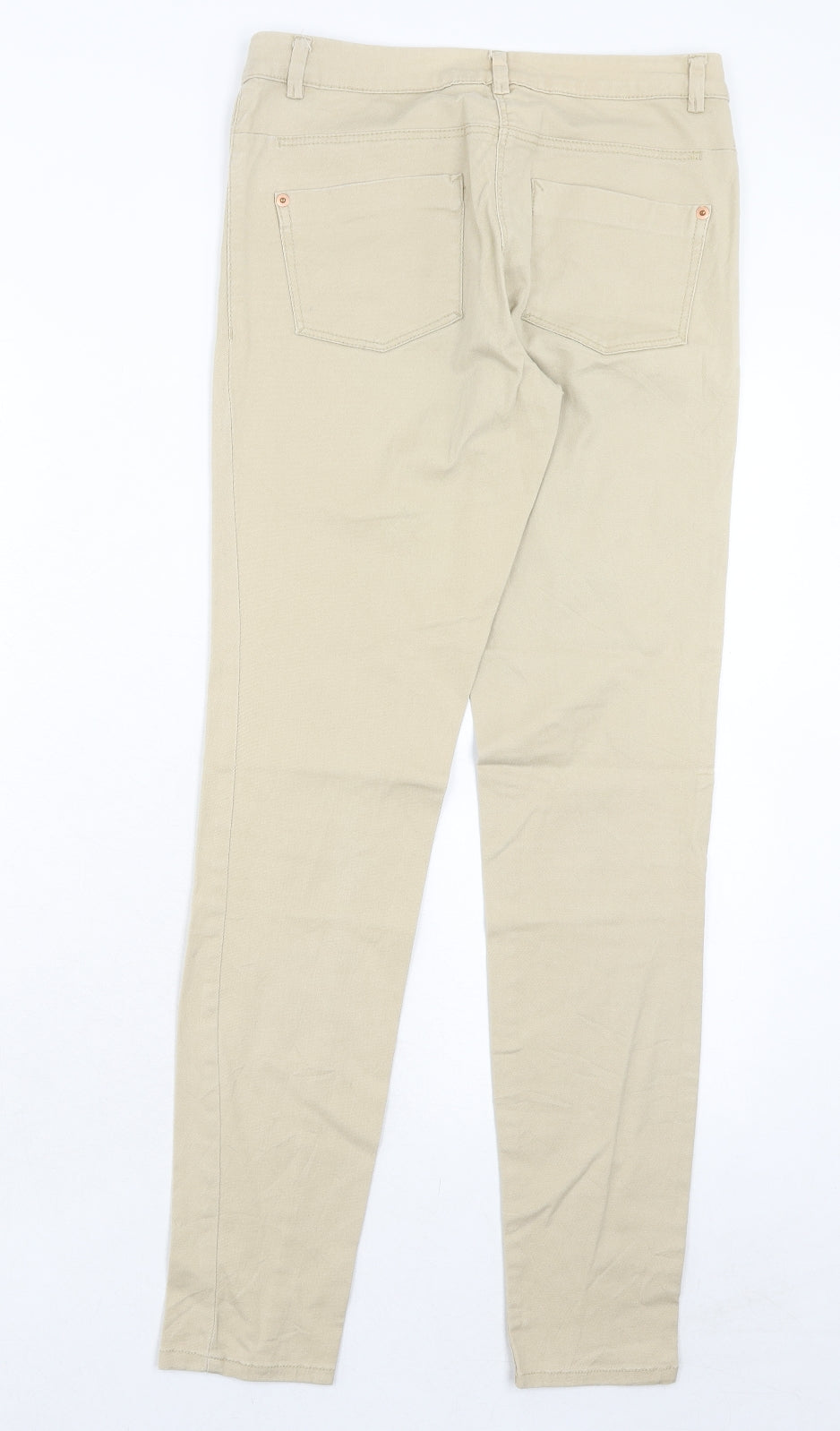 H&M Womens Beige Cotton Skinny Jeans Size 8 Regular Zip