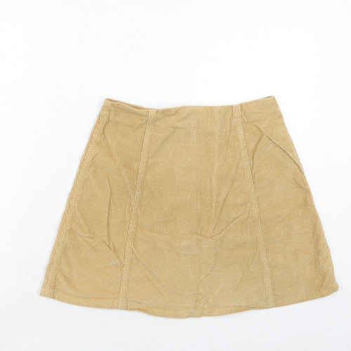 Topshop Womens Brown Cotton Mini Skirt Size 10 Button