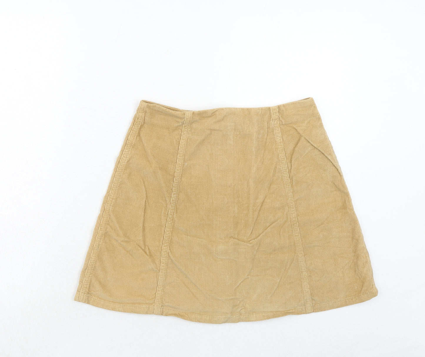 Topshop Womens Brown Cotton Mini Skirt Size 10 Button