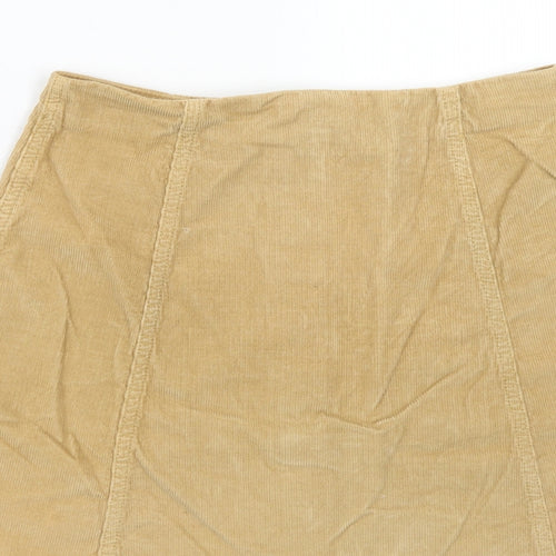 Topshop Womens Brown Cotton Mini Skirt Size 10 Button