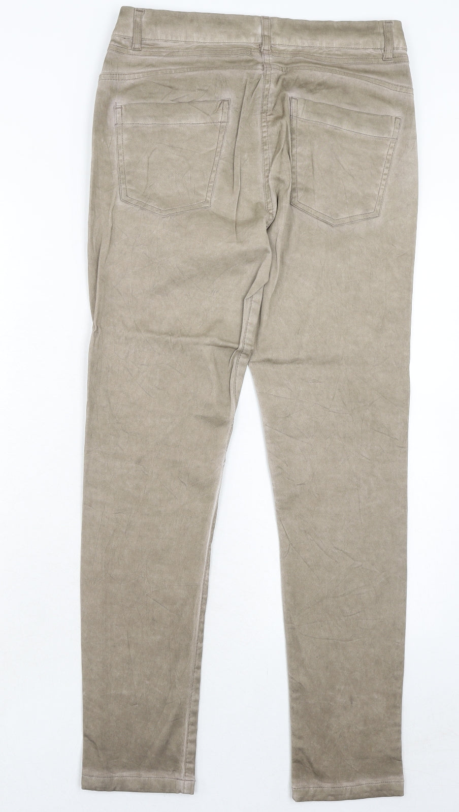 Janina Womens Beige Polyester Trousers Size 8 Regular Button