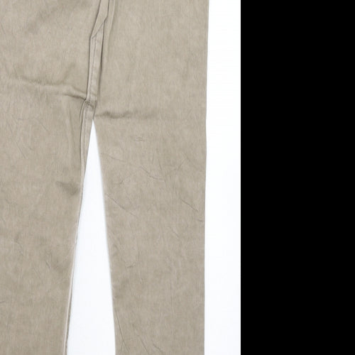 Janina Womens Beige Polyester Trousers Size 8 Regular Button
