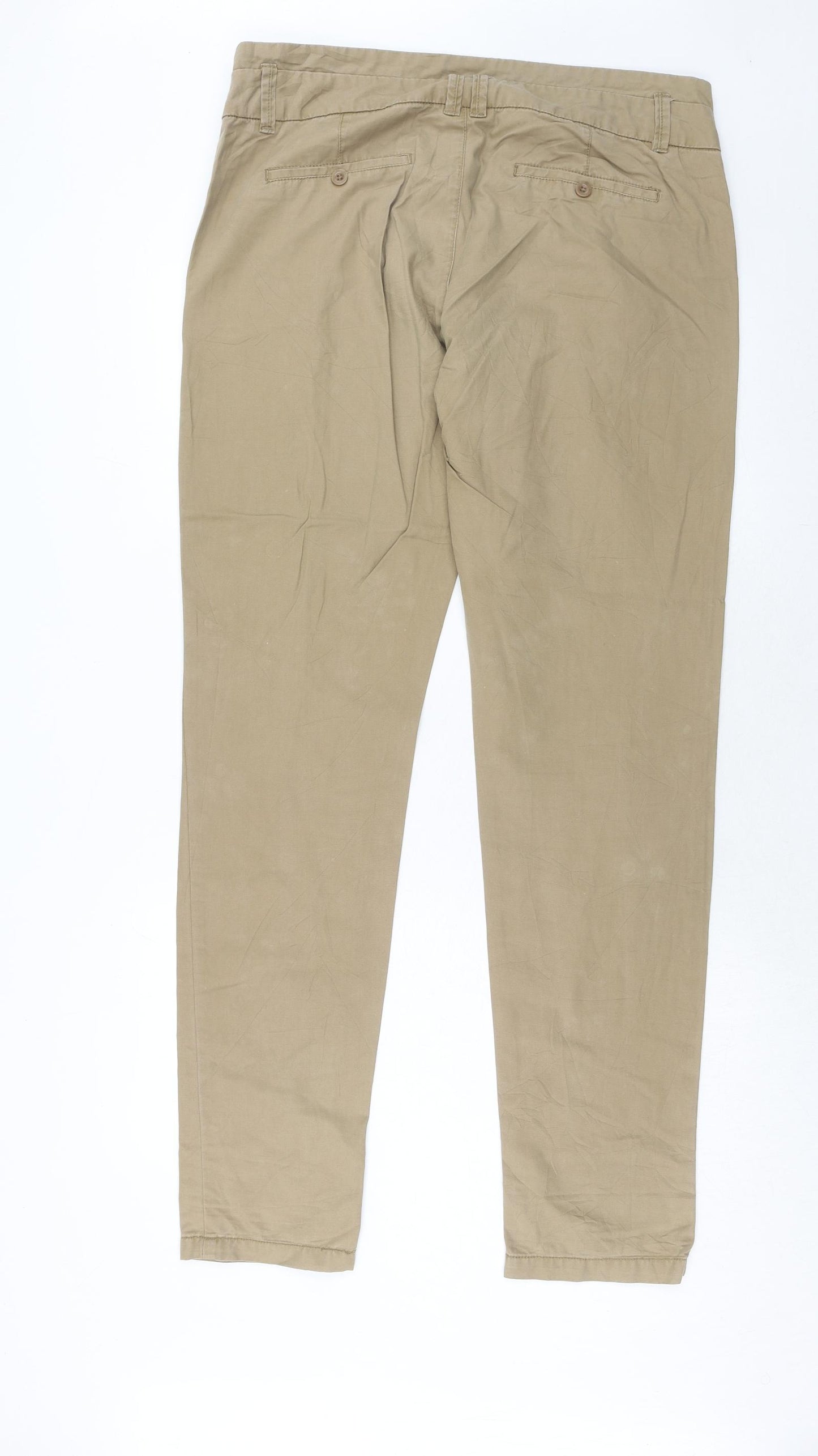 Sutherland Womens Beige Cotton Chino Trousers Size 12 Regular Hook & Eye